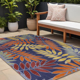 6' X 9' Orange Green And Blue Indoor Outdoor Area Rug