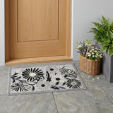 3' X 4' Black and White Floral Indoor Outdoor Area Rug