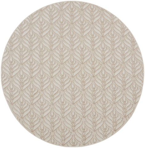 8' Gray and Ivory Round Floral Indoor Outdoor Area Rug