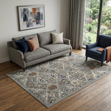 5' X 7' Green and Ivory Floral Power Loom Area Rug