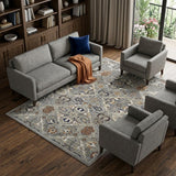 6' X 9' Green and Ivory Floral Power Loom Area Rug