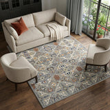 7' X 10' Green and Ivory Floral Power Loom Area Rug