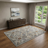 4' X 6' Green and Ivory Floral Power Loom Area Rug