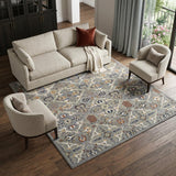 8' X 10' Green and Ivory Floral Power Loom Area Rug