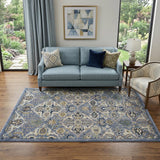 5' X 7' Green and Ivory Floral Power Loom Area Rug