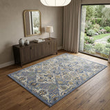4' X 6' Green and Ivory Floral Power Loom Area Rug