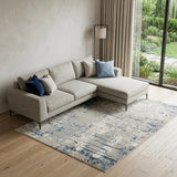 7' X 10' Blue and Gray Abstract Power Loom Area Rug