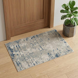 3' X 5' Blue and Gray Abstract Power Loom Area Rug