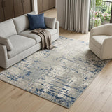 7' X 10' Blue and Gray Abstract Power Loom Area Rug