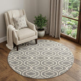 5' Gray Round Moroccan Power Loom Area Rug
