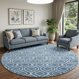 8' Gray Round Moroccan Power Loom Area Rug