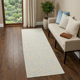 7' Ivory And Gray Moroccan Runner Rug