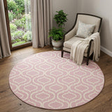 5' Pink And Ivory Moroccan Round Rug