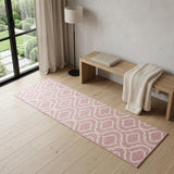 7' Pink And Ivory Moroccan Runner Rug