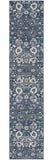 10' Blue And Ivory Floral Distressed Runner Rug