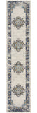 10' Blue And Ivory Oriental Distressed Runner Rug