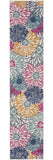 10' Ivory And Blue Floral Runner Rug