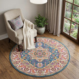 5' Gray Round Floral Power Loom Area Rug