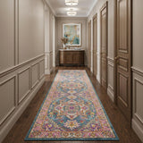 10' Gray Floral Power Loom Runner Rug