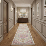 10' Pink and Ivory Oriental Power Loom Runner Rug