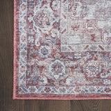 5' X 7' Blue And Pink Floral Power Loom Distressed Washable Area Rug
