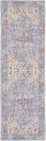 10' Gray Floral Power Loom Distressed Washable Runner Rug