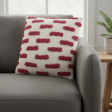 18" Pink and White Geometric Cotton Throw Pillow