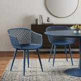 Set of Two Blue Heavy Duty Plastic Outdoor Stacking Dining Chairs