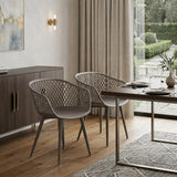 Set of Two Gray Heavy Duty Plastic Outdoor Stacking Dining Chairs
