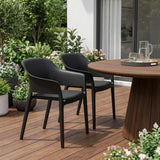 Set of Two Black Heavy Duty Plastic Outdoor Stacking Dining Chairs