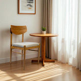 Off White And Natural And Off White Fabric Open Back Dining Side Chair