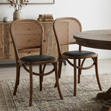 Set of Two Brown And Black Faux Leather Open Back Dining Side Chairs