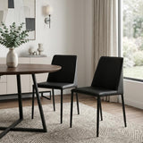 Set of Two Black Faux Leather Dining Side Chairs
