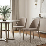 Set of Two Light Gray Fabric Dining Side Chairs