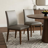Set of Two Gray And Brown And Gray Leather Dining Side Chairs