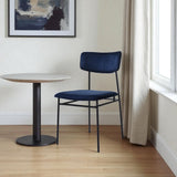 Blue And Black And Blue Velvet Open Back Dining Side Chair