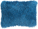 14" X 20" Blue Shag Throw Pillow
