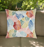 20" Orange Green and Blue Botanical Indoor Outdoor Throw Pillow
