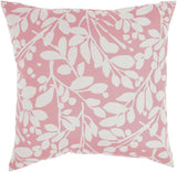 20" Pink and White Botanical And Geometric Indoor Outdoor Throw Pillow