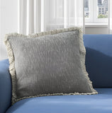 22" Charcoal Cotton Throw Pillow With Fringe