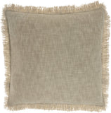 22" Taupe Cotton Throw Pillow With Fringe