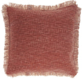 22" Rust Cotton Throw Pillow With Fringe