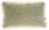 14" X 24" Sage Cotton Lumbar Throw Pillow With Fringe
