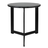 19" Black Aluminum And Brass Round End Table