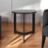 19" Black Aluminum And Brass Round End Table