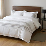 Gold Gray And White King Cotton Washable Duvet Cover Set With Two Shams