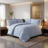Light Gray Queen Cotton Blend Washable Duvet Cover Set