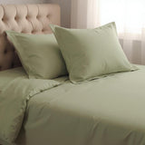 Sage King Cotton Washable Duvet Cover Set With Two Shams