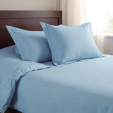 Light Blue Queen Cotton Washable Duvet Cover Set With Two Shams