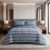 Navy Blue King Cotton Washable Duvet Cover Set